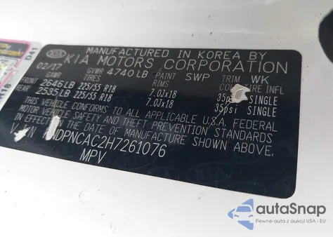 2017 Kia Sportage Ex from USA, damaged, VIN KNDPNCAC2H7261076